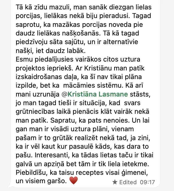 Klientes ziņa par sistēmas mācīšanos un kopienas atbalstu