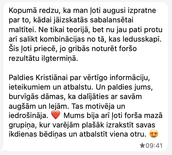 Klientes ziņa par ēdienreižu kombinēšanu no tā, kas ir ledusskapī